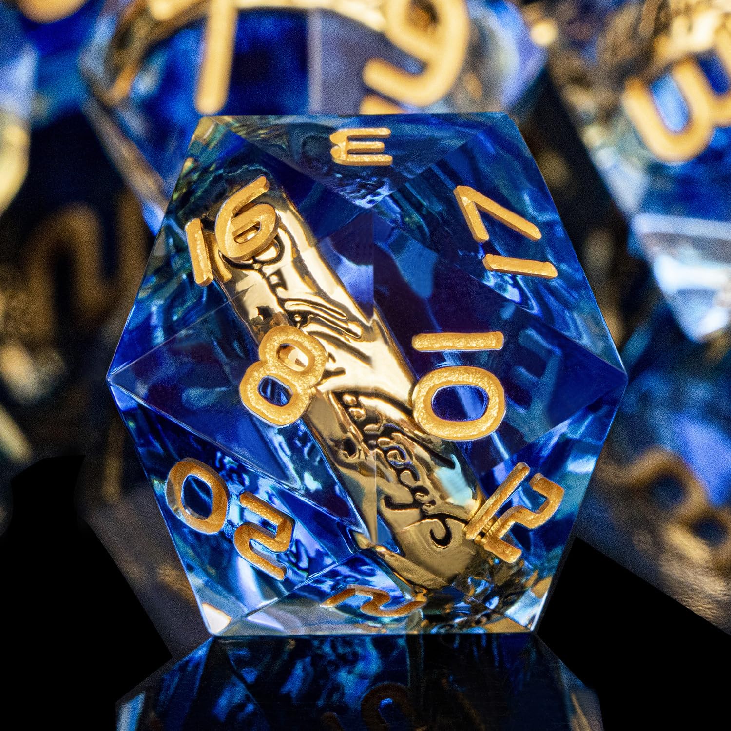 Jeu de dés DND polyédriques avec anneau magique doré, dès en résine rouge à bords tranchants avec boîte, pour une utilisation avec les jeux de table et jeux de rôle D&D