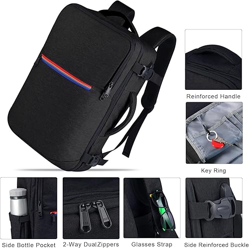 Miniatura 7 de Mochila para laptop para hombres y mujeres con puerto de carga USB, impermeable, aprobada para vuelo, equipaje de mano, maleta, mochilas para