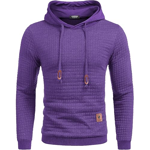 COOFANDY Mens Hooded Sweatshirt Casual Long Sleeve Drawstring Waffle Knit Pullover Hoodies