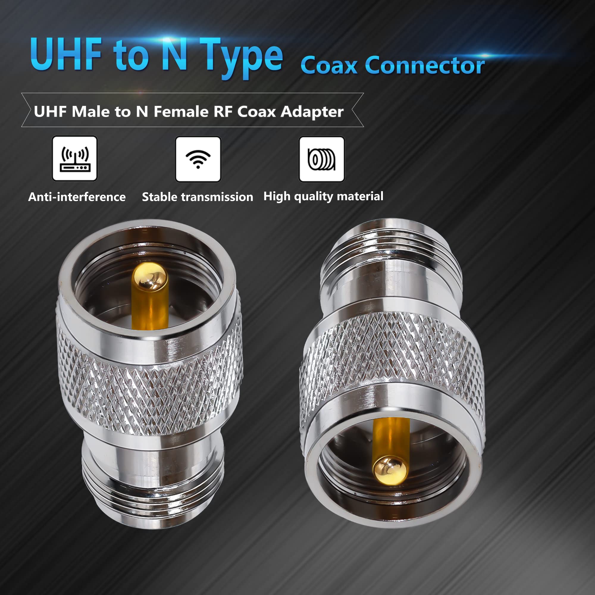 TUOLNK UHF zu N Koaxialstecker N Typ Buchse auf PL259 UHF Stecker RF Koaxialadapter für WLAN Antennenverlängerungskabel 2St