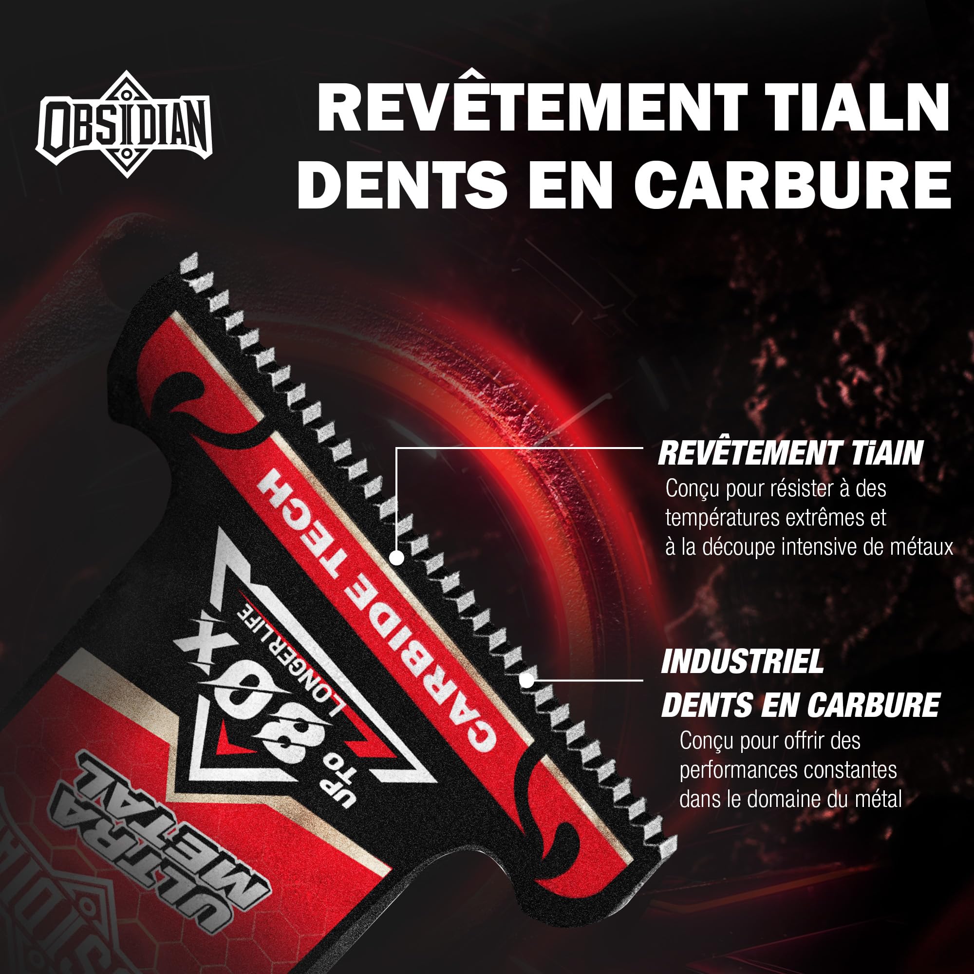 EZARC Lame Scie Oscillante en Carbure d'obsidienne TiAlN (Pro), Lame Multifonction pour Métaux durs, Clous, Boulons et vis, outil Multifonction Oscillant Universel, lot de 3