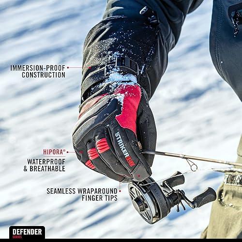 Miniatura 3 de Striker Defender - Guantes de pesca en hielo impermeables y transpirables con aislamiento ajustable para muñeca y cierre de guantelete