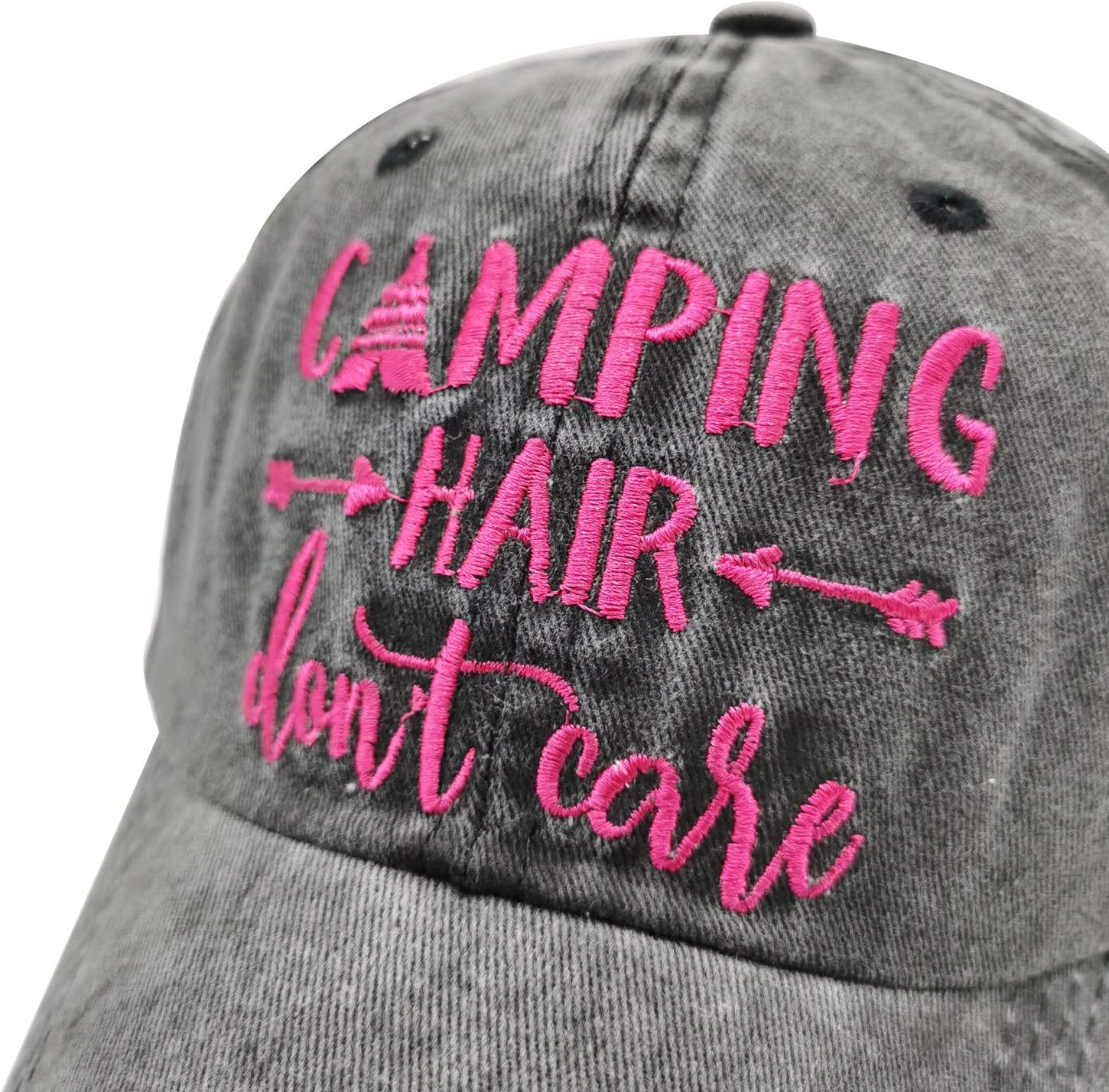Waldeal Embroidered Camping Hair Don't Care Hat Adjustable Washed Baseball Cap for Women Men - Image 3