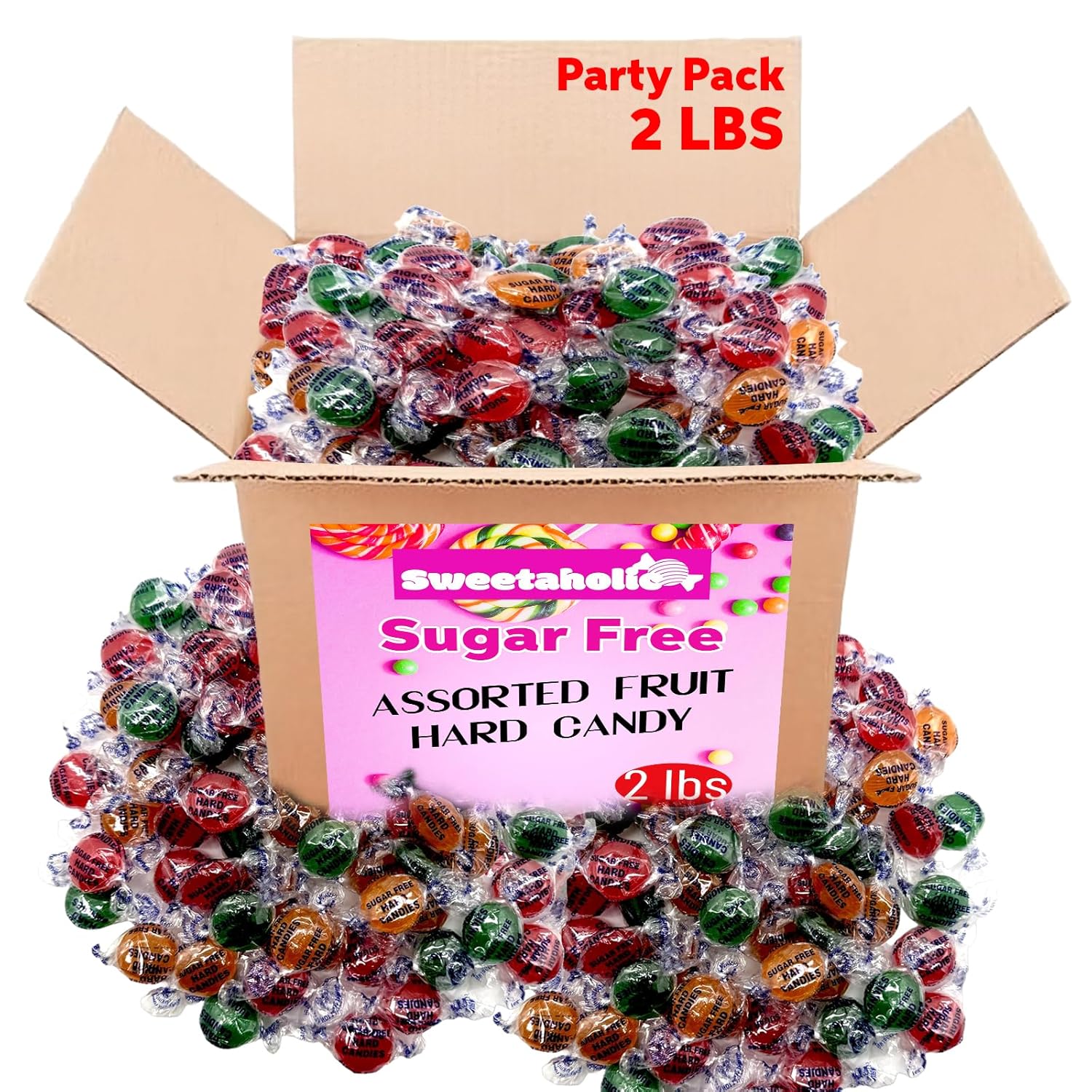 Sweetaholic Sugar-Free Assorted Fruits Hard Candy 6 Pounds | Individually Wrapped | Bulk Hard Candy | Low-Calorie | Perfect for Parties and Events