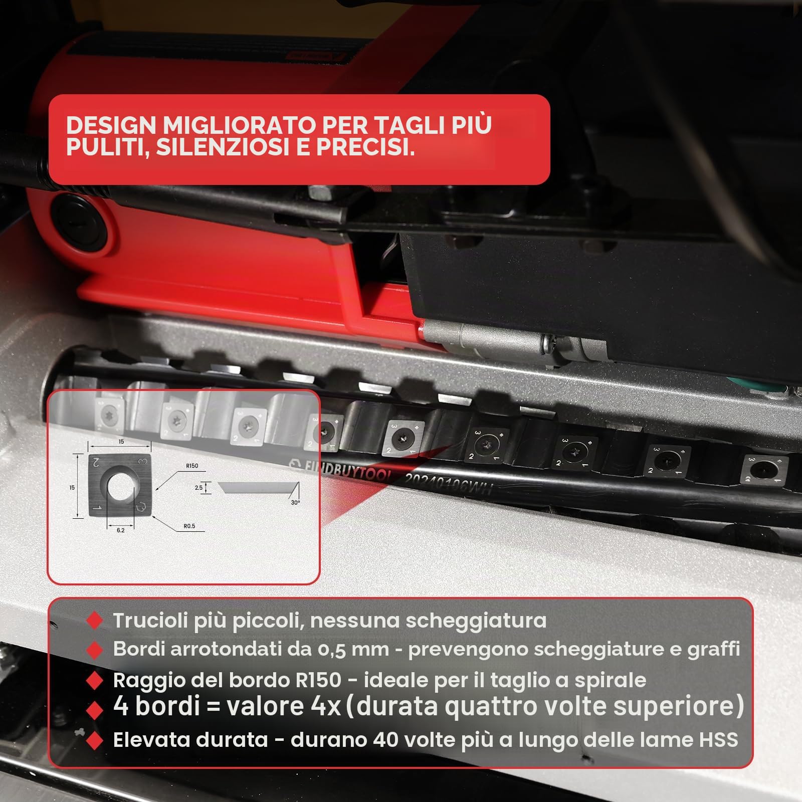 FindBuyTool - Testa di taglio elicoidale da 12,5 pollici per pialla DeWalt DW733/DW734 - Design a spirale a 4 file con 56 inserti in carburo, rivestimento in ossido nero - Aggiornamento lama di