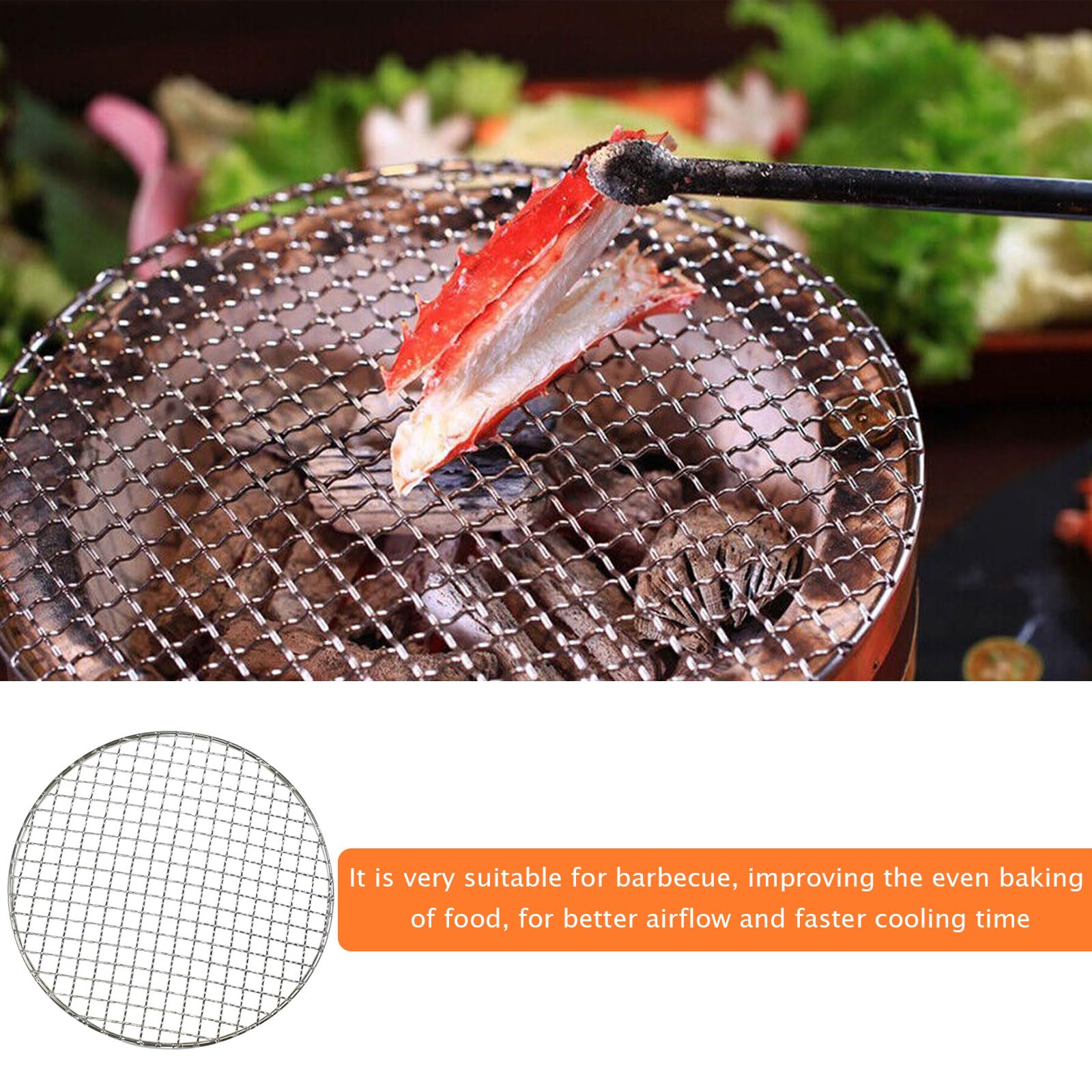 kingsea 10 in Round Grill Grate Stainless Steel Baking Barbecue Rack for Grills,Charcoal,Electric Grills,Ovens,Grilled Food,1 PCS