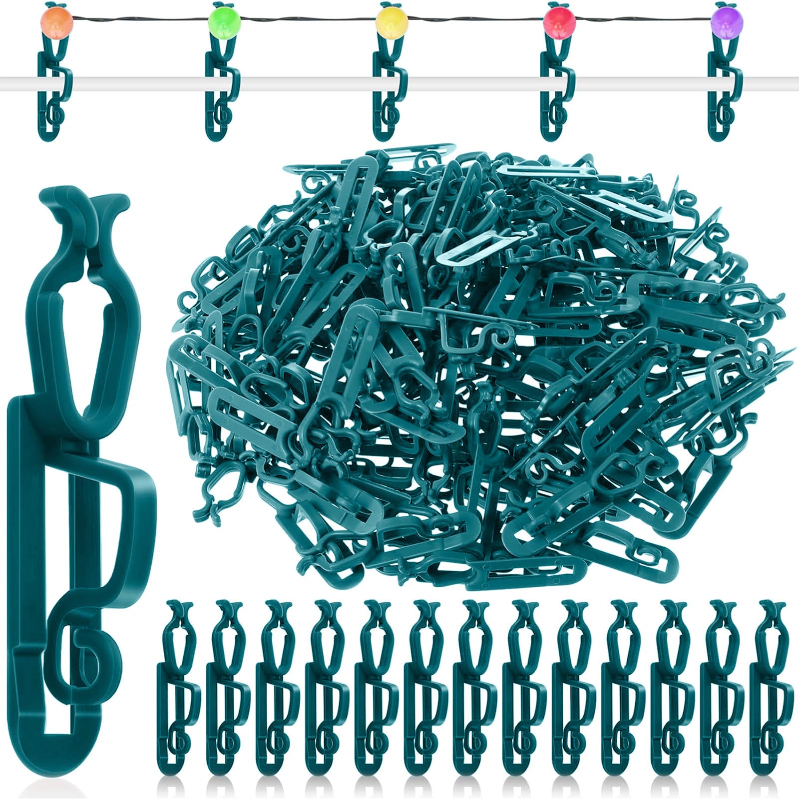 Blulu 200 Pcs Christmas Light Clips Hooks Outdoor Gutters, Green