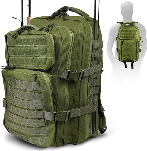 Miniatura 9 de Osage River Mochila para aparejos de pesca con soporte para caña de pescar, bolsa grande para aparejos de pesca, para bandejas, caja de aparejos