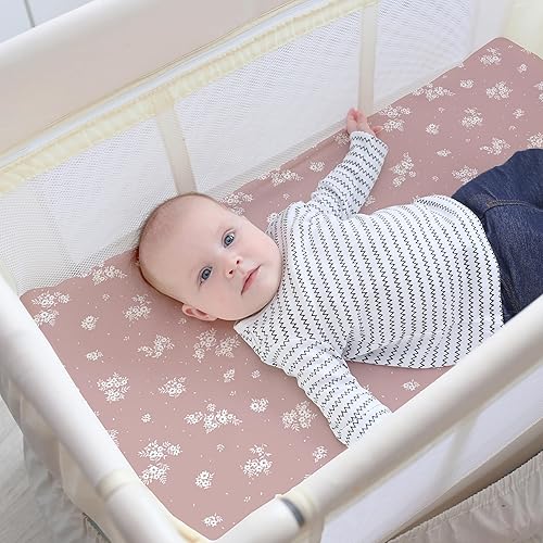 Miniatura 124 de Funda para cambiador de bebé, paquete de 2 unidades para niños, niñas (aeroplanos y nubes de acuarela), sábanas bajeras de primera calidad, funda