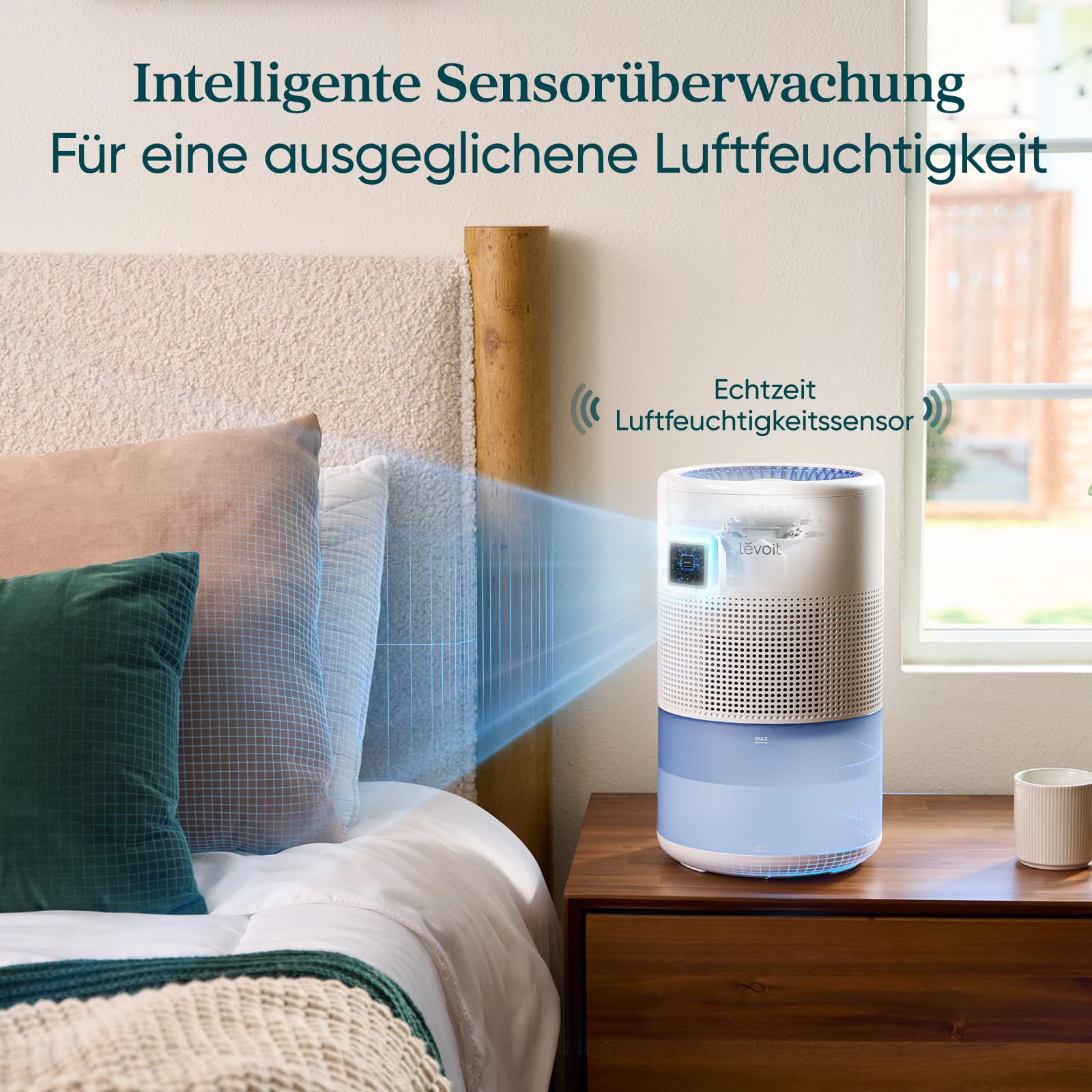 Levoit Smart Luftbefeuchter, ab 19 dB Verdunster, kein weißer Staub, 4,5L | bis 55,7 m² für Schlafzimmer&Große Räume, Selbstreinigung und Spülmaschinenfest, Schimmelresistente & Langlebiger Filter
