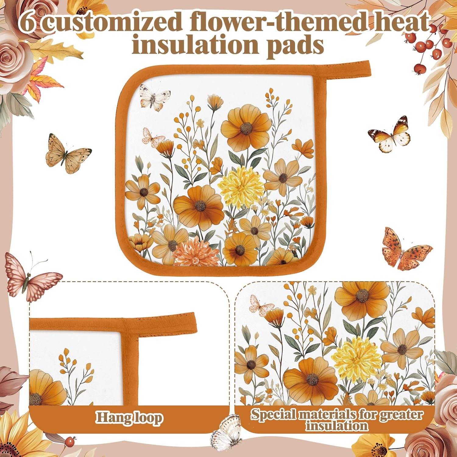 Bencailor ポケット付きポットホルダー 12個 キッチンホットポットホルダー ホットパッド オーブンミット クッキーバッグ