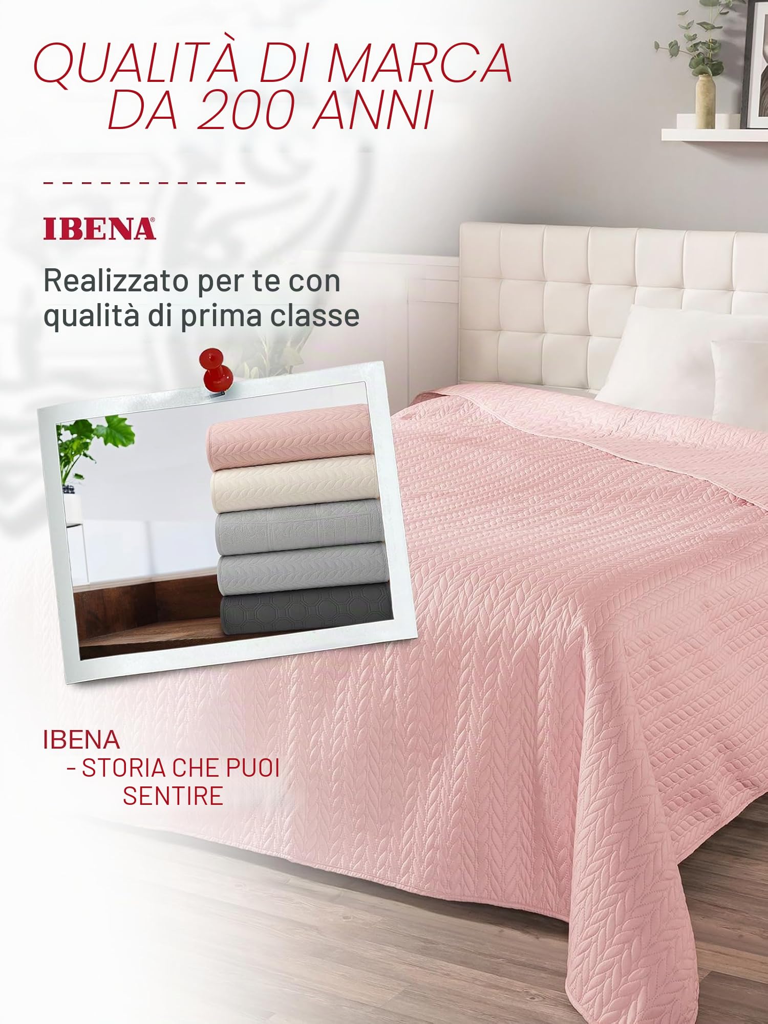 Ibena Nancy - Copriletto 140 x 210 cm, colore: rosa, coperta leggera con motivo a treccia