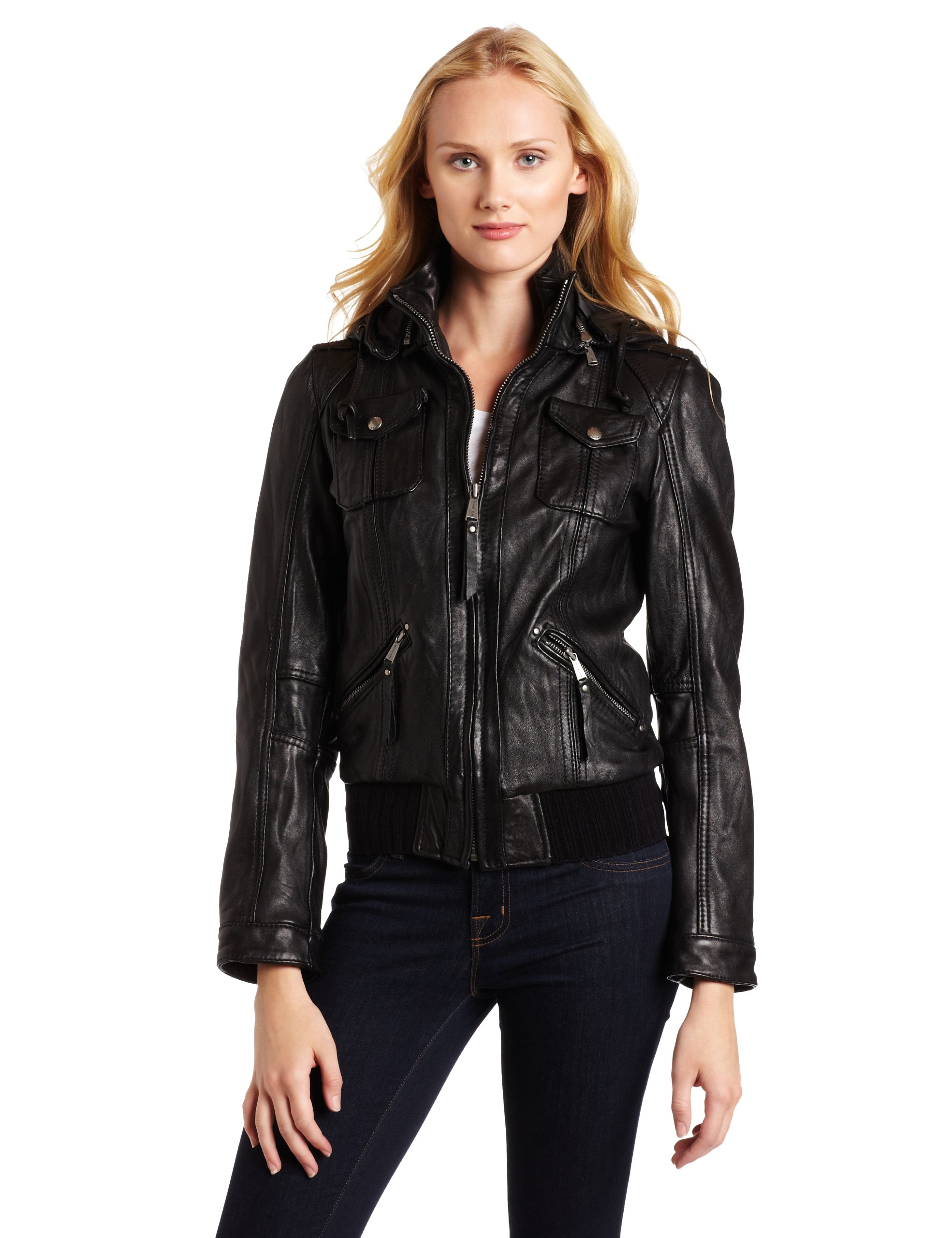 Michael KorsMichael Michael Kors Women's Hooded Leather Jacket - Main Image