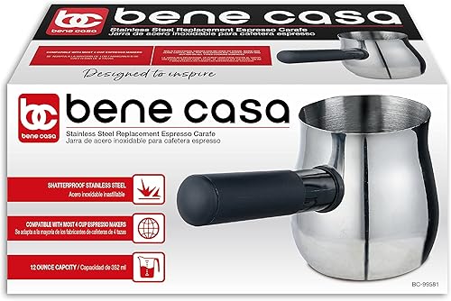 Miniatura 7 de Bene Casa - Jarra de repuesto de acero inoxidable. Vaso de Respuesto para Cafetera Espresso