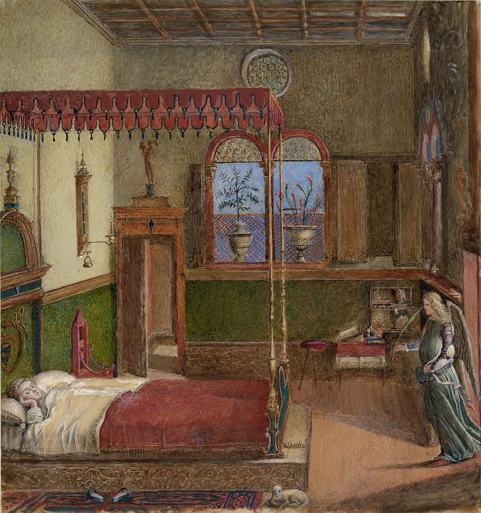 ARTXLXXBN Famous Painting Art Wall Decor Abstract Art Picture Drawing of Carpaccio's Dream of Saint Ursula by John Ruskin Animal Pictures for Home Decor 60x90cm