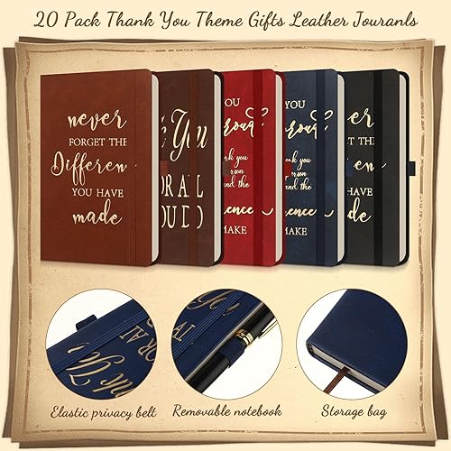 Miniatura 3 de 20 piezas de regalos de agradecimiento a los empleados, diario de cuero de agradecimiento, regalos de equipo para compañeros de trabajo, cuadernos