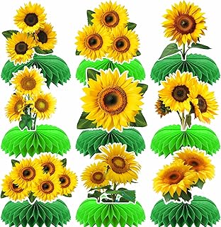 Sunflower Honeycomb Table Centerpieces for Party Decorations, Sun Flowers Centerpieces for Table Topper Classroom, Home Birthday Party Baby Shower Bridal Bachelorette Party Decor Supplies
