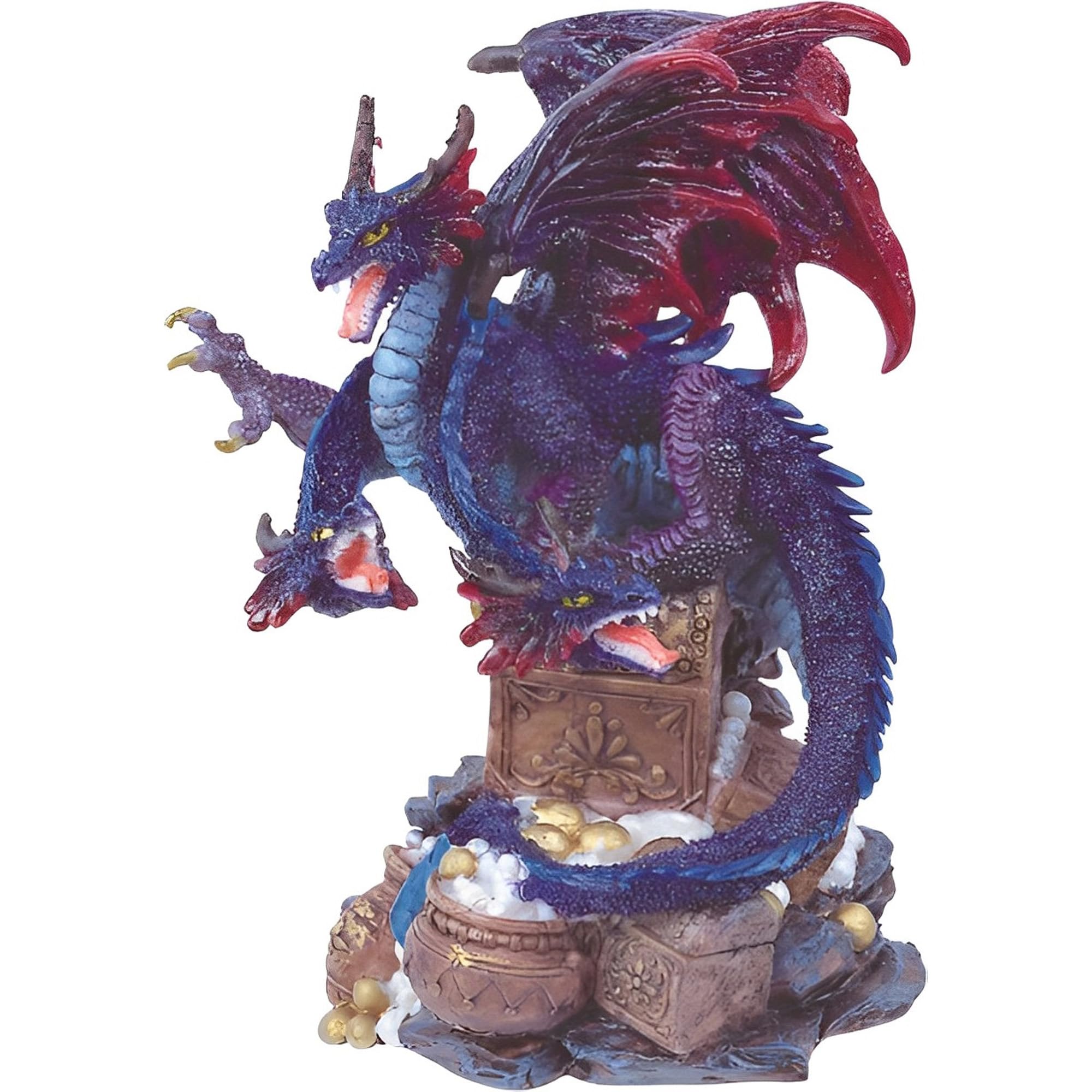 ICE ARMOR 10 cm H trójgłowy fioletowy smok strzegący skarbu statuetka fantazyjna dekoracja figurka