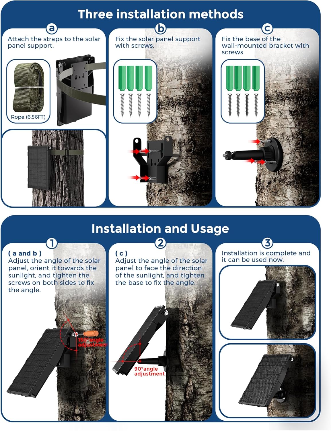 Solar Panel for Trail Camera - 6000mAh Battery, 12V Output, Compatible with Tactacam Reveal & Defend Cameras, IP66 Waterproof Kit