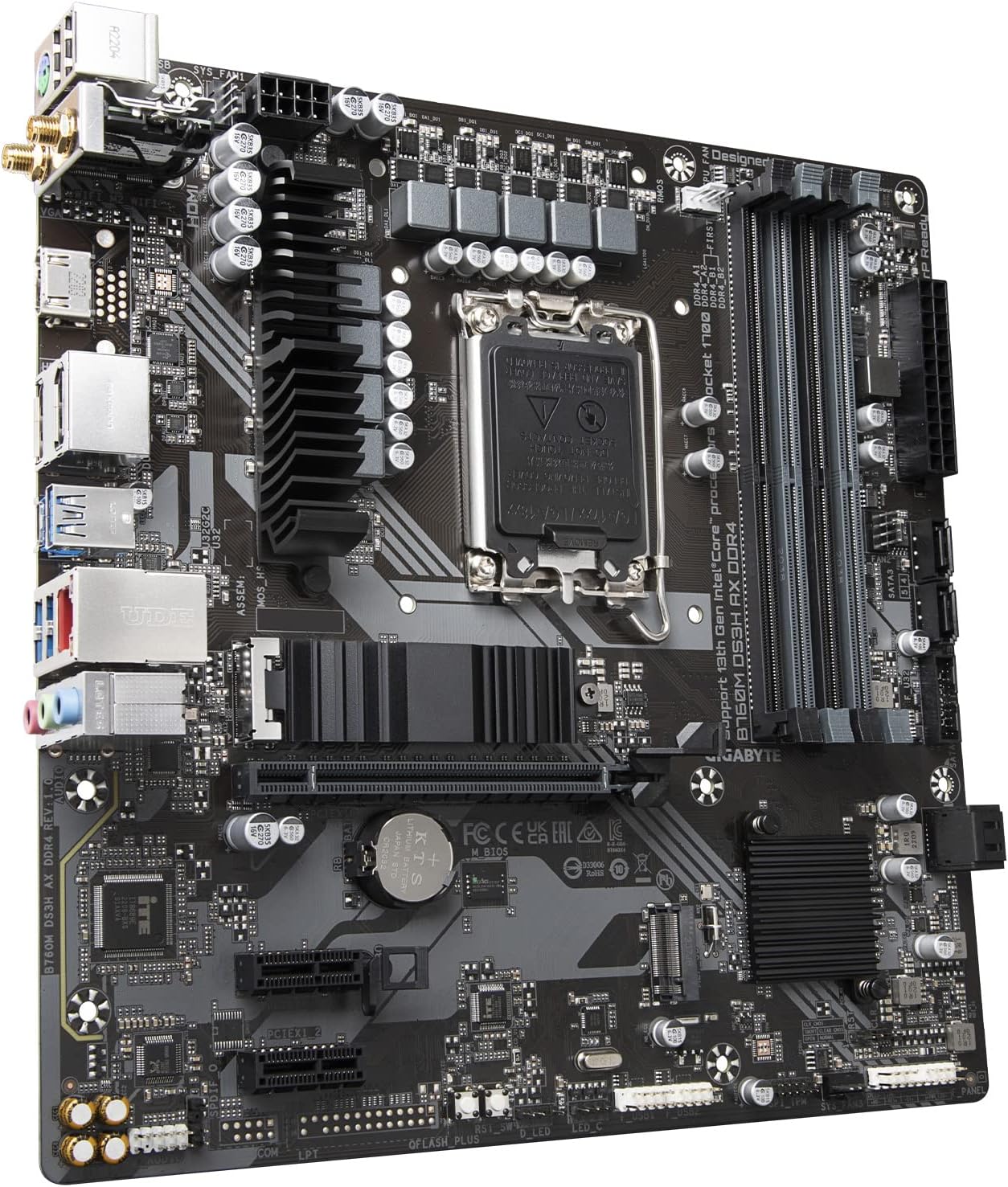GIGABYTE B760M DS3H AX DDR4 Intel LGA 1700 mATX Motherboard, Support Intel Core 14th/13th/12th Gen, DDR4, 6+2+1 Power Phase, 2X M.2, PCIe 4.0, USB-C, WIFI6E, 2.5GbE LAN, Q-Flash Plus, PCIe EZ-Latch