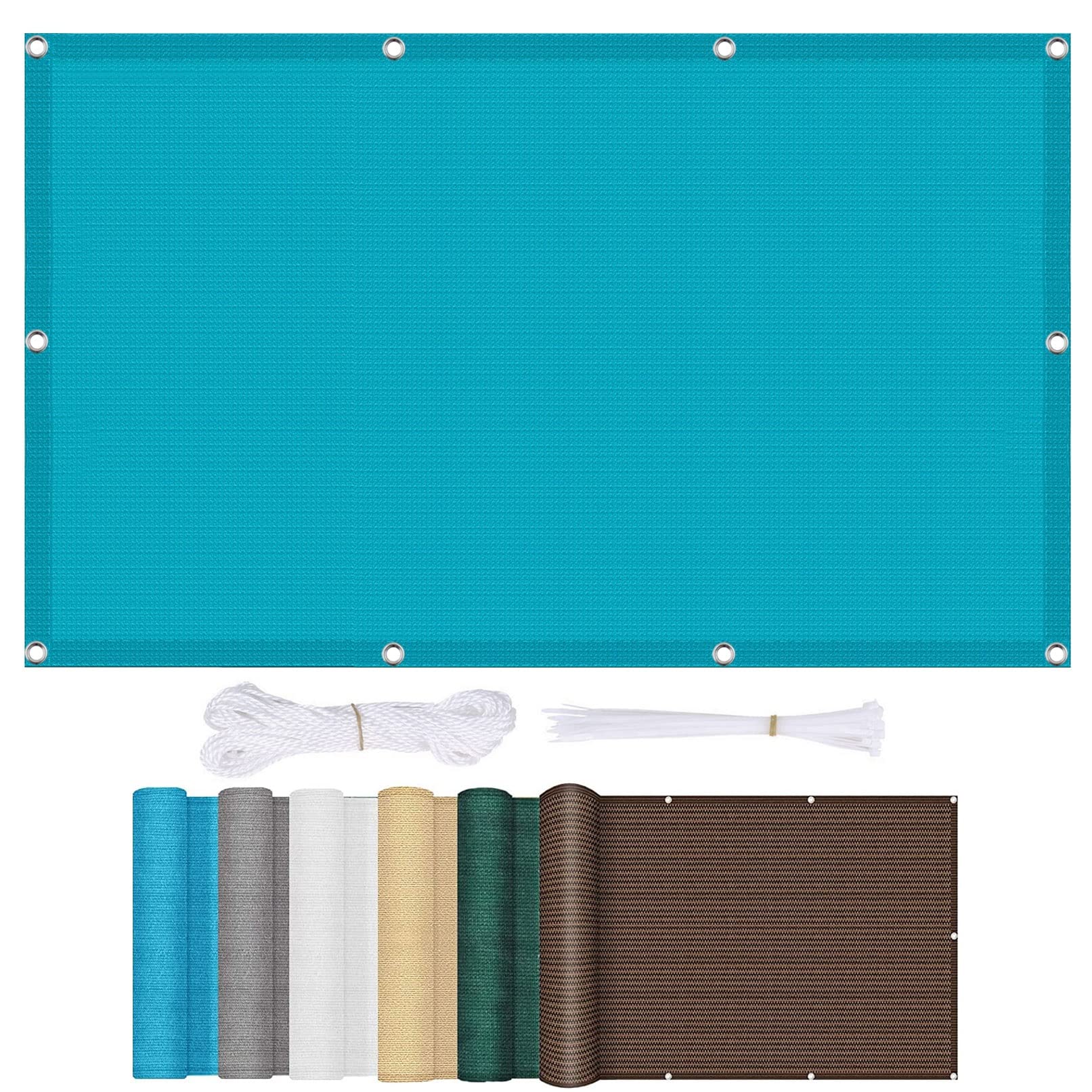 Voile d'ombrage rectangulaire 1.5x3.4m bleu respirant anti-UV avec oeillets pour balcon