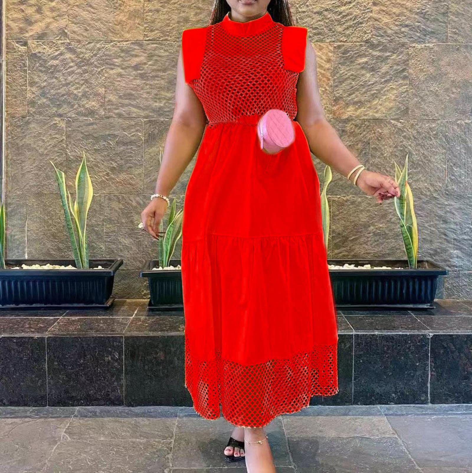 Vestidos Nueva Costura Hueca De Verano De Verano De Gran Tamaño Vestido Elegante Sexy Suelto