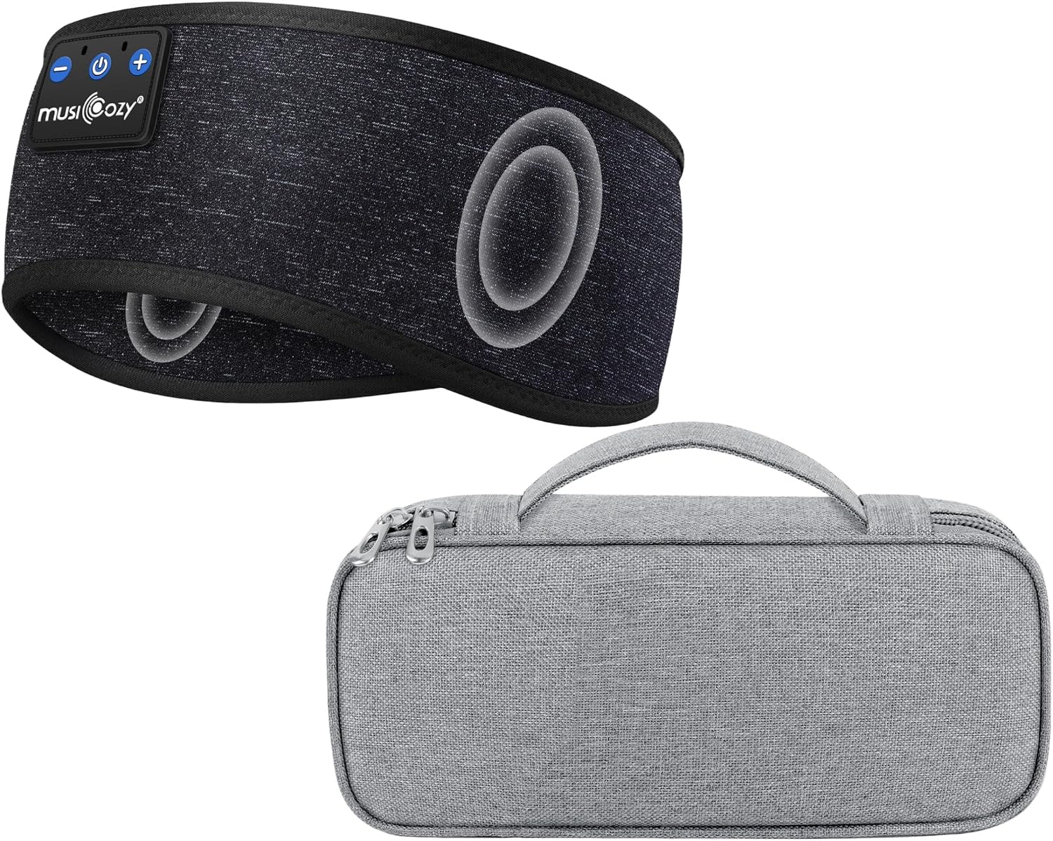 MUSICOZY Bluetooth Sleep Headphones Headband and Travel Storage Case Bundle, Wireless Sports Running Sleeping Headband with Organizer Bag for Travel and Everyday Use
