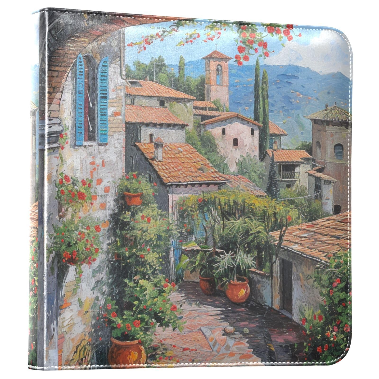ALAZA Italy View - Álbum de fotos autoadhesivo, cubierta de piel sintética, 3 anillas, libro de fotos para boda, familia, viajes