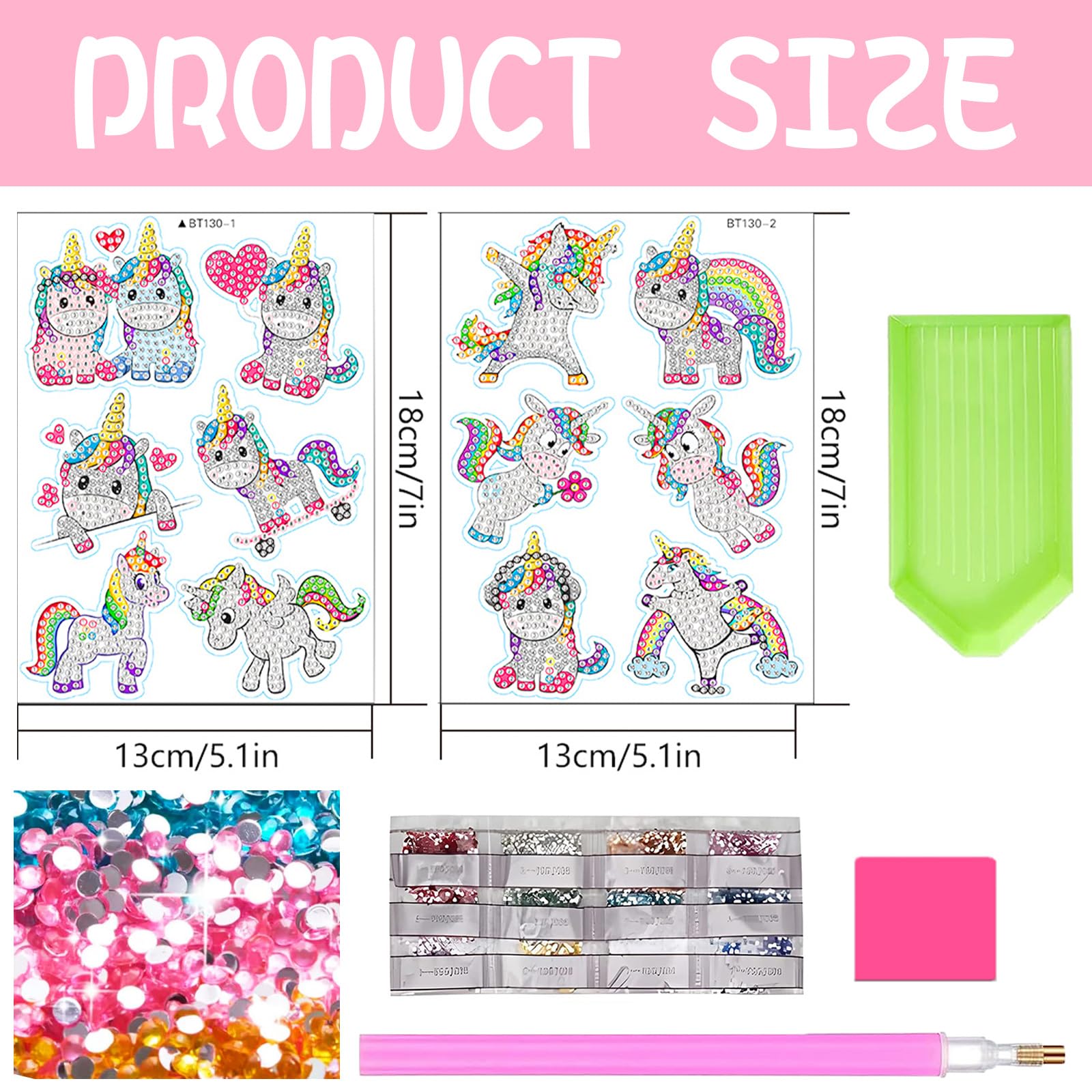 Diamond Painting 5D ronde enfants,Diamond Painting licorne pour la