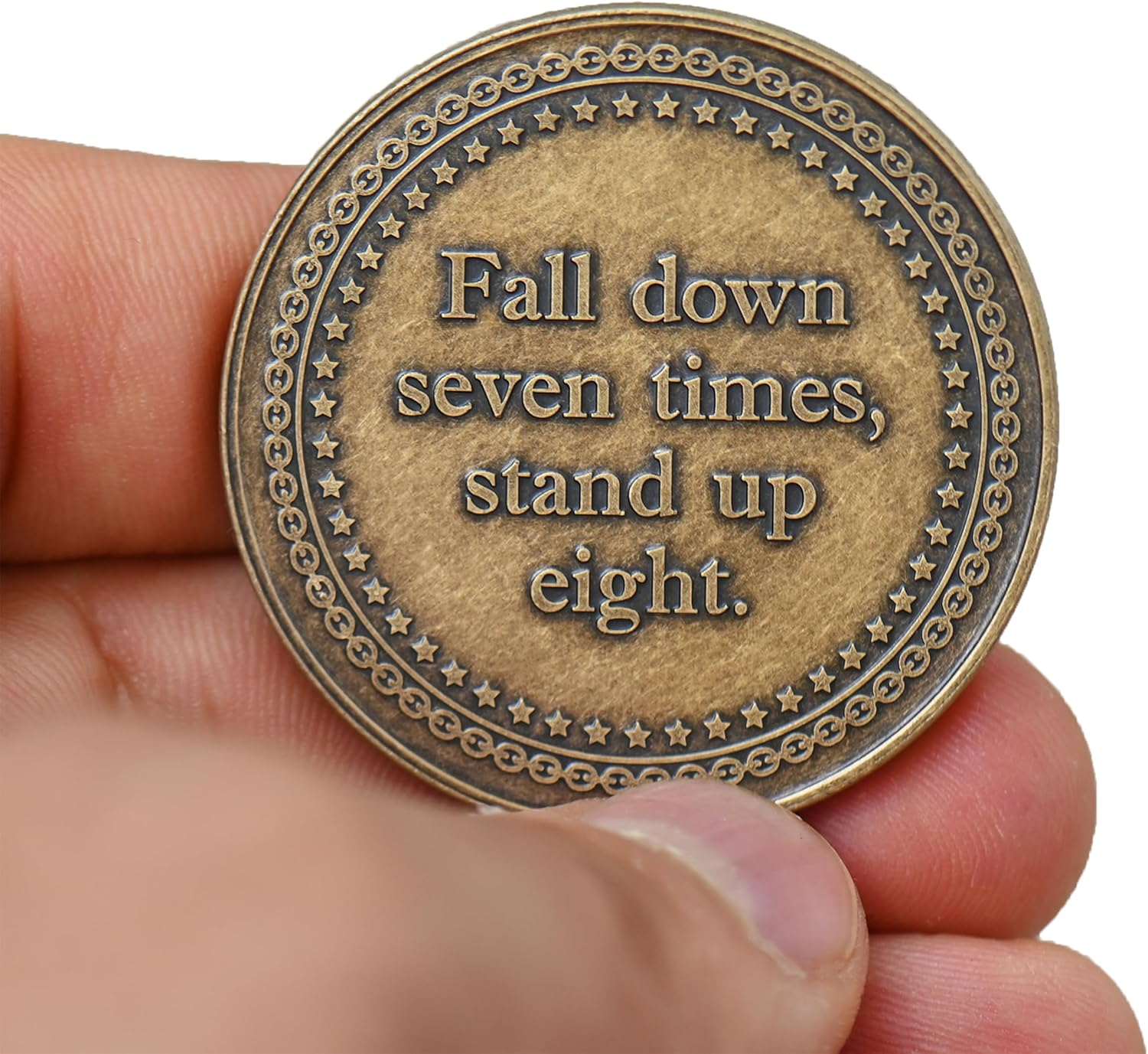 Never Give Up Coin - Motivational EDC Pocket Token for Perseverance, Resilience & Strength - Inspirational Everyday Carry Reminder Gift for Men & Women