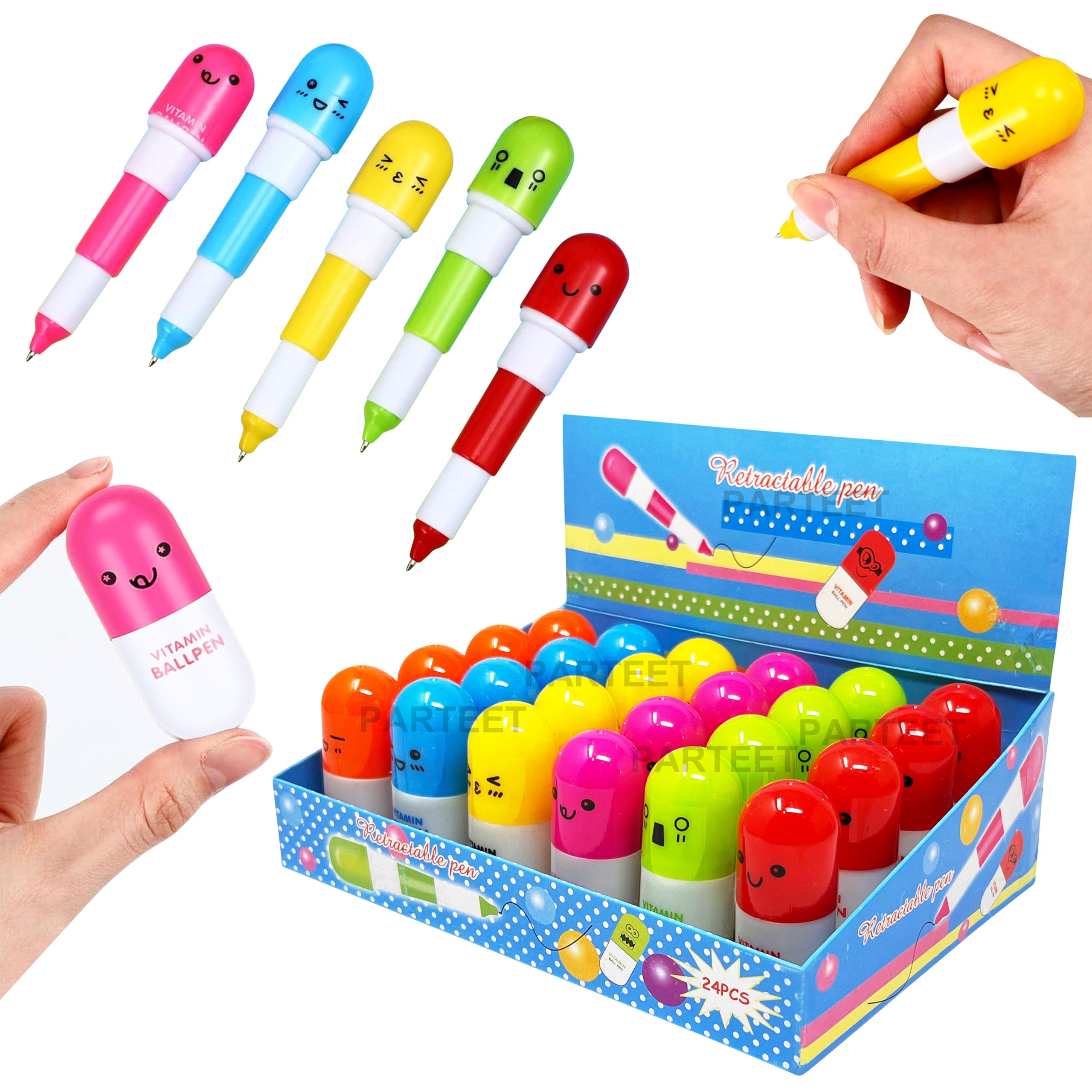 PARTEET New Capsule Shape Ball Pens Pack Of 24Pcs For Return Gifts For Kids, Blue-image-40