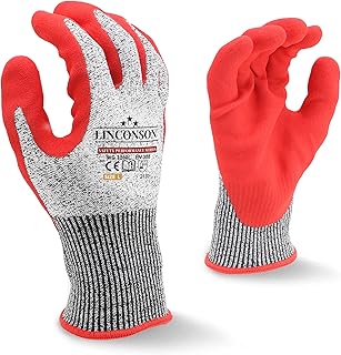 linconson Level 5 Cut Resistant Sandy Nitrile Foam Coated Construction & Heavy Duty Work Gloves