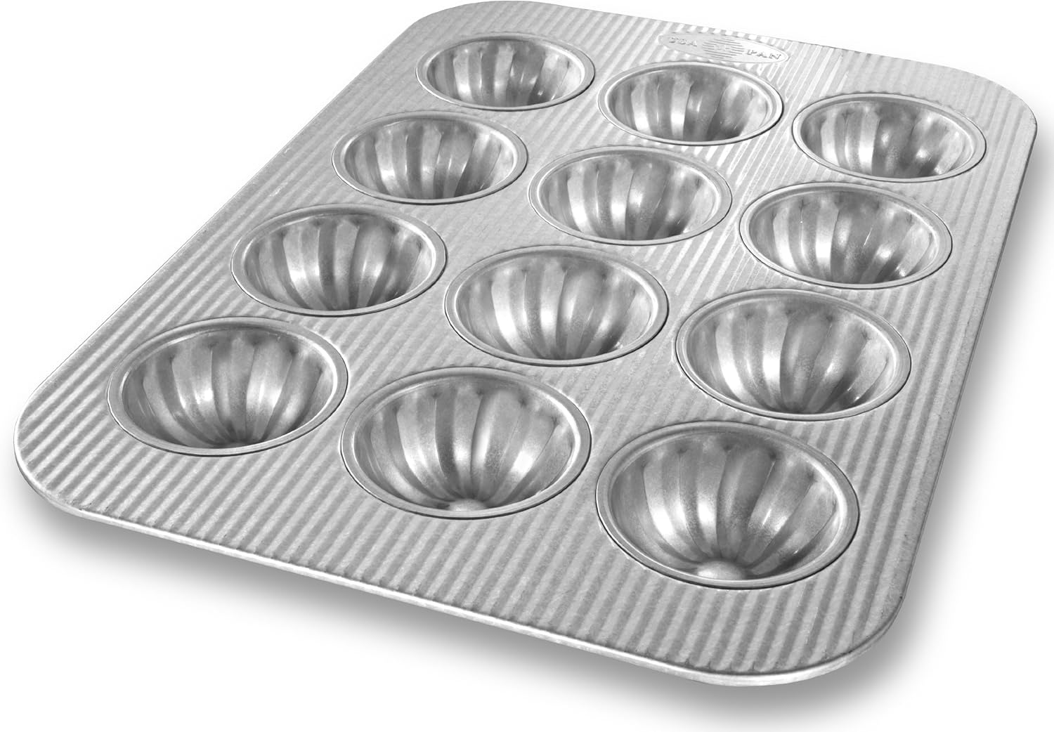 USA Pan Bakeware Mini Fluted Cupcake Pan, 12 Well, Nonstick & Quick Release Coating, Made in the USA from Aluminized Steel - Thumbnail 2