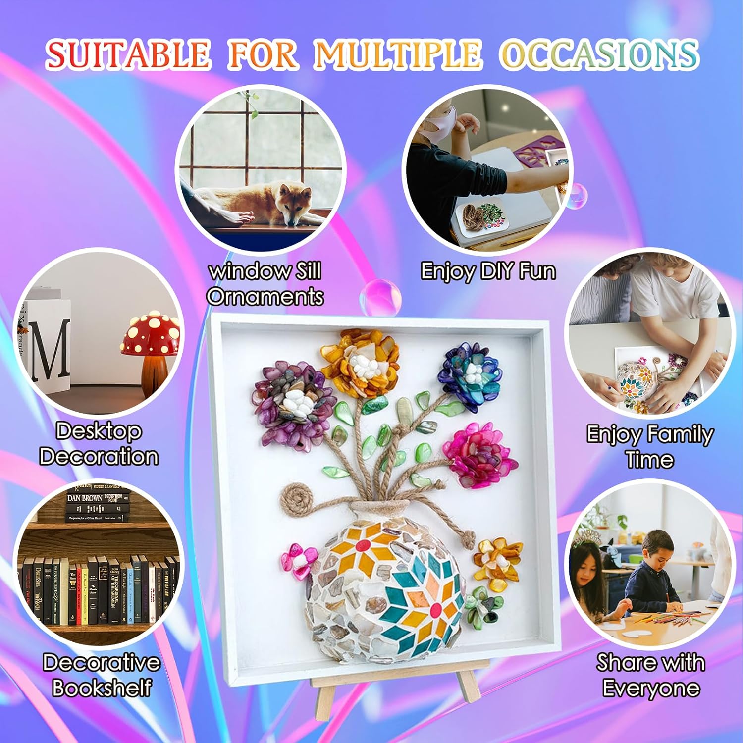 BOOPANREE Sea Glass Art Kit,DIY Resin Beach Art Kit,DIY Mosaic Arts and Craft Kits Ocean Painting Kit,2026 New Resin Sea Glass Art Kits,for Home Decoration, Bookshelf, Office, Windowsill (Style-A)