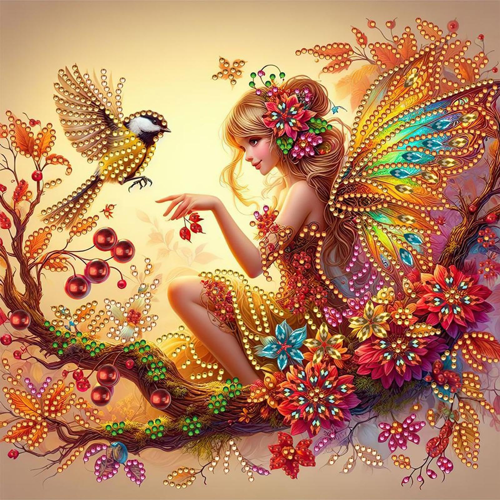 5D Special Shape Diamond Art Painting Kits for Adults – Crystal Rhinestone DIY Craft, Diamond Mosaic Kit for Beginners, Wall Decor Gift 11.8x11.8 Inch(Butterfly Girl)