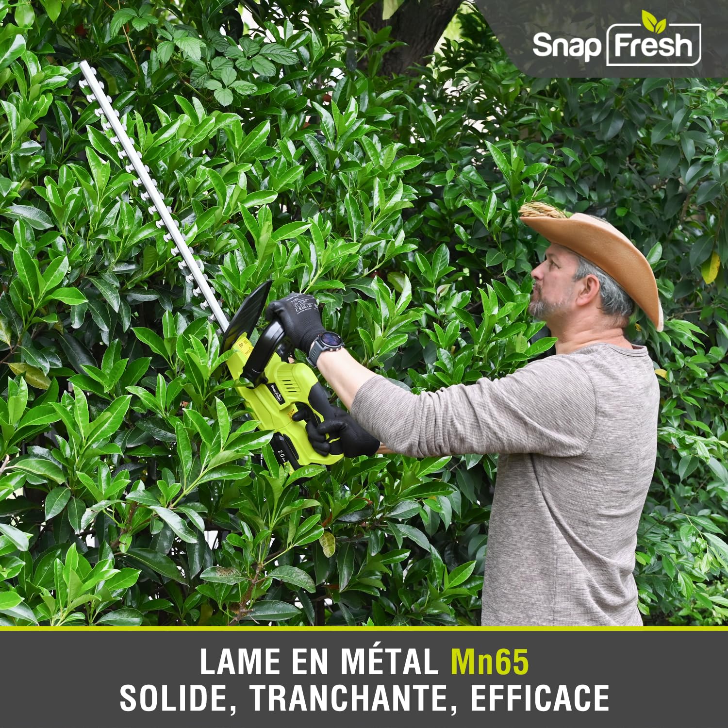 SnapFresh Taille Haie Batterie sans Fil 20V, Léger 2,15 kg, Longueur de Coupe 55 cm, Ø 14 mm, Double Action 2800 SPM, Faible Vibration, Taille-Haie Électrique pour Jardin Haies Arbustes Buissons