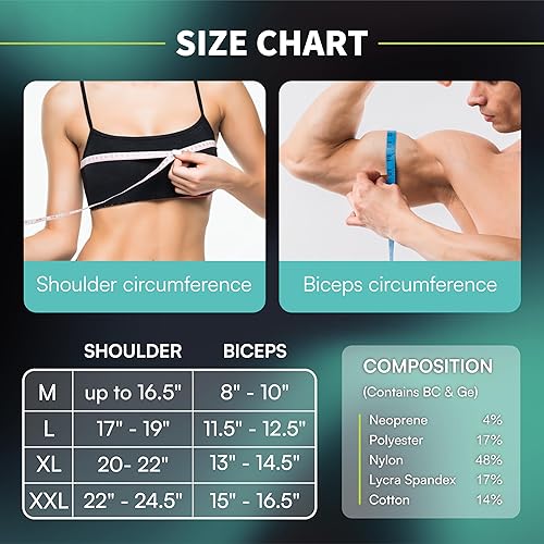 Miniatura 4 de VITAL SALVEO Soporte de compresión para hombro con soporte y estabilidad, transpirable para dolor de hombro, tendinitis rotador dislocado (1 unidad)