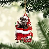 Vista 9 de Talataca Cane Corso con Sombrero de Navidad Reno con Luces de Cadena Perro Plano 2D Accesorio de Espejo Retrovisor de Coche Adorno de Árbol