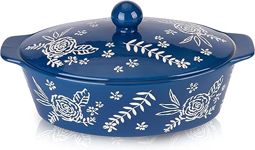 Wisenvoy Plato de cazuela con tapa Cazuela Platos Para Horno Horno Platos Para Horno Plato De Horno De Cerámica