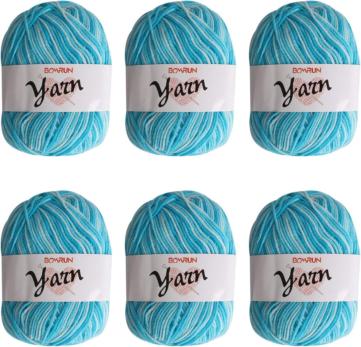 BCMRUN Soft Yarns 6 * 50g 300g 3-ply Milk Baby Cotton Perfect for Any Knitting and Crochet Mini Project for Craft, Hats, Gloves (Color: Aqua Blue)