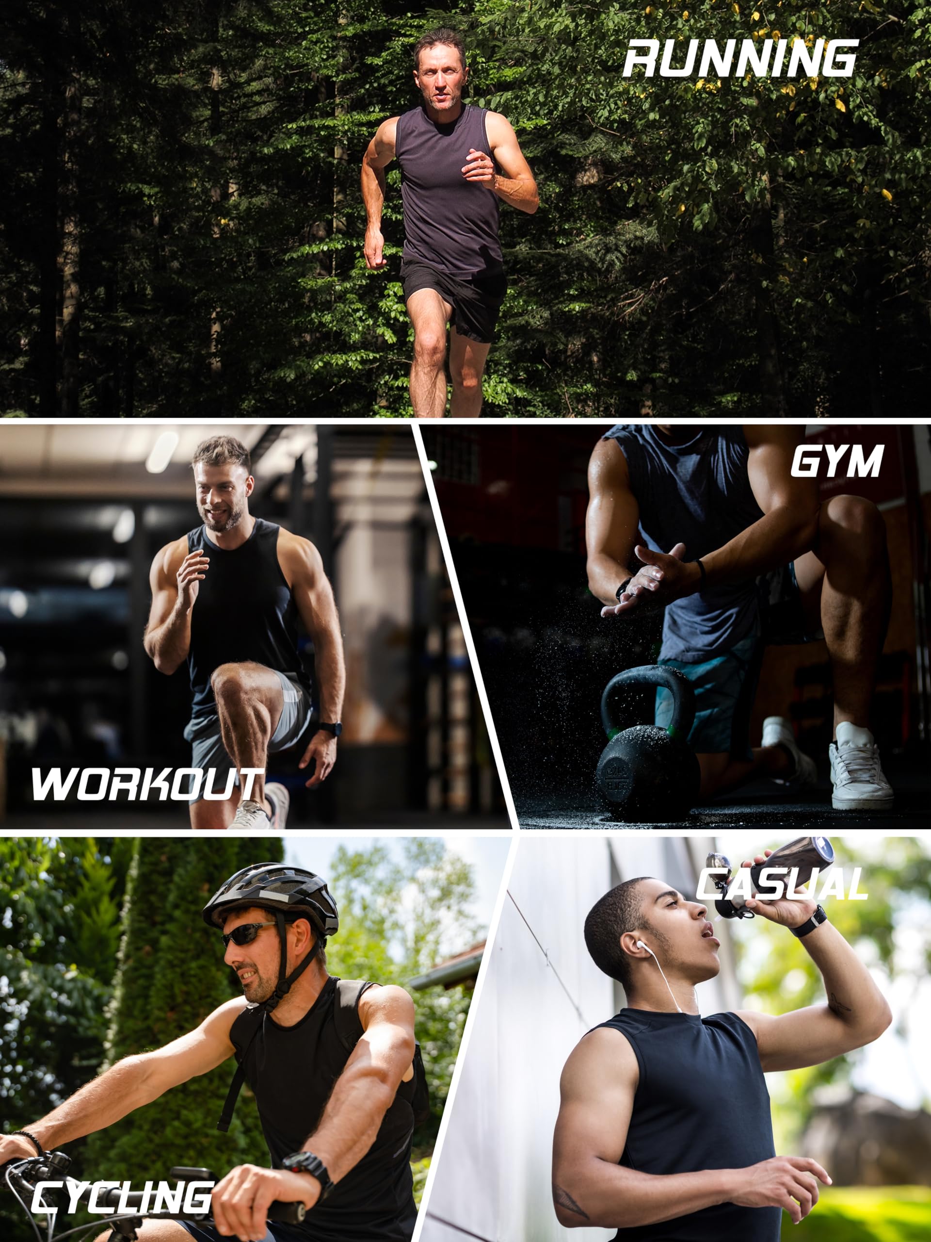 Herren-Tank-Tops, schnelltrocknend, ärmellos, Netzstoff, Workout, Fitnessstudio, Muskeln, Laufen, 5 Stück