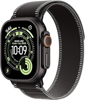 Apple Watch Ultra 3 GPS + Cellular 49 mm Koşu ve Çoklu Spor İçin Sağlam Titanyum Siyah Kasaya Sahip Üst Düzey Akıllı Saat ve Siyah/Kömür Trail Loop - S/M