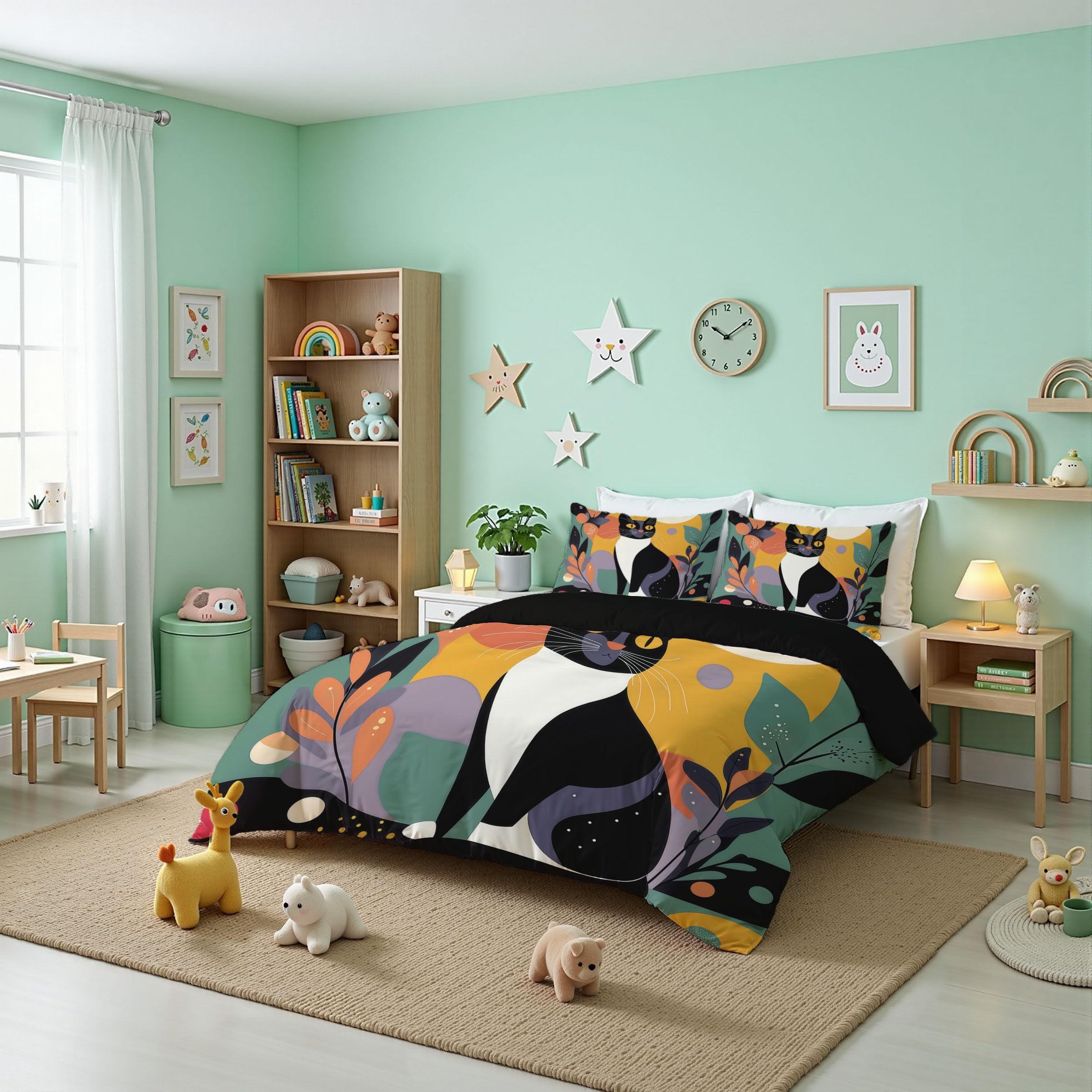 Housse de couette géométrie abstraite 200x200 literie enfant