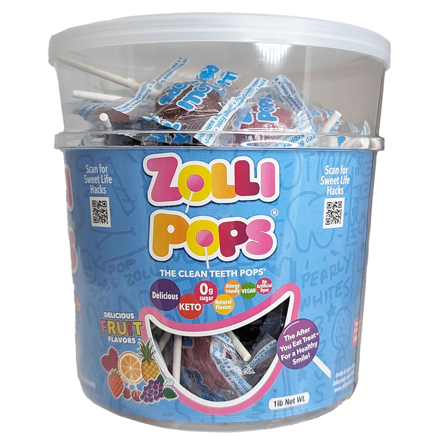 Zollipops Sugar Free Candy, Anti-Cavity Xylitol Pops, Keto & Diabetic-Friendly, Dentist-Approved Treats for Kids (Assorted Flavors, 1 lb Tub) Zollipops Sugar Free Candy, Anti-Cavity Xylitol Pops, Keto & Diabetic-Friendly, Dentist-Approved Treats for Kids (Assorted Flavors, 1 lb Tub)