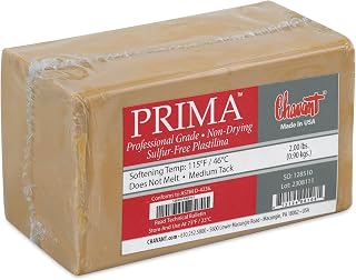 Sculpture House Prima Plastilina Modeling Clay, Sulphur-Free Light Tan 2 lb - Non-Hardening Oil Clay for Sculptors