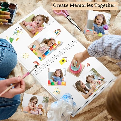 Vista 118 de Álbum de recortes de 8 x 8 pulgadas, álbum de recortes de papel kraft de tapa dura, álbumes de fotos, 40 páginas, perfecto para fotos de 4 x 6 / 5 x