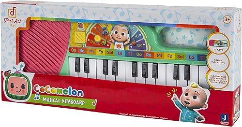 Miniatura 4 de CoComelon Teclado musical oficial del primer acto, 23 teclas música y canciones de ABC pregrabadas, juguetes musicales educativos, asa Carry N' Go