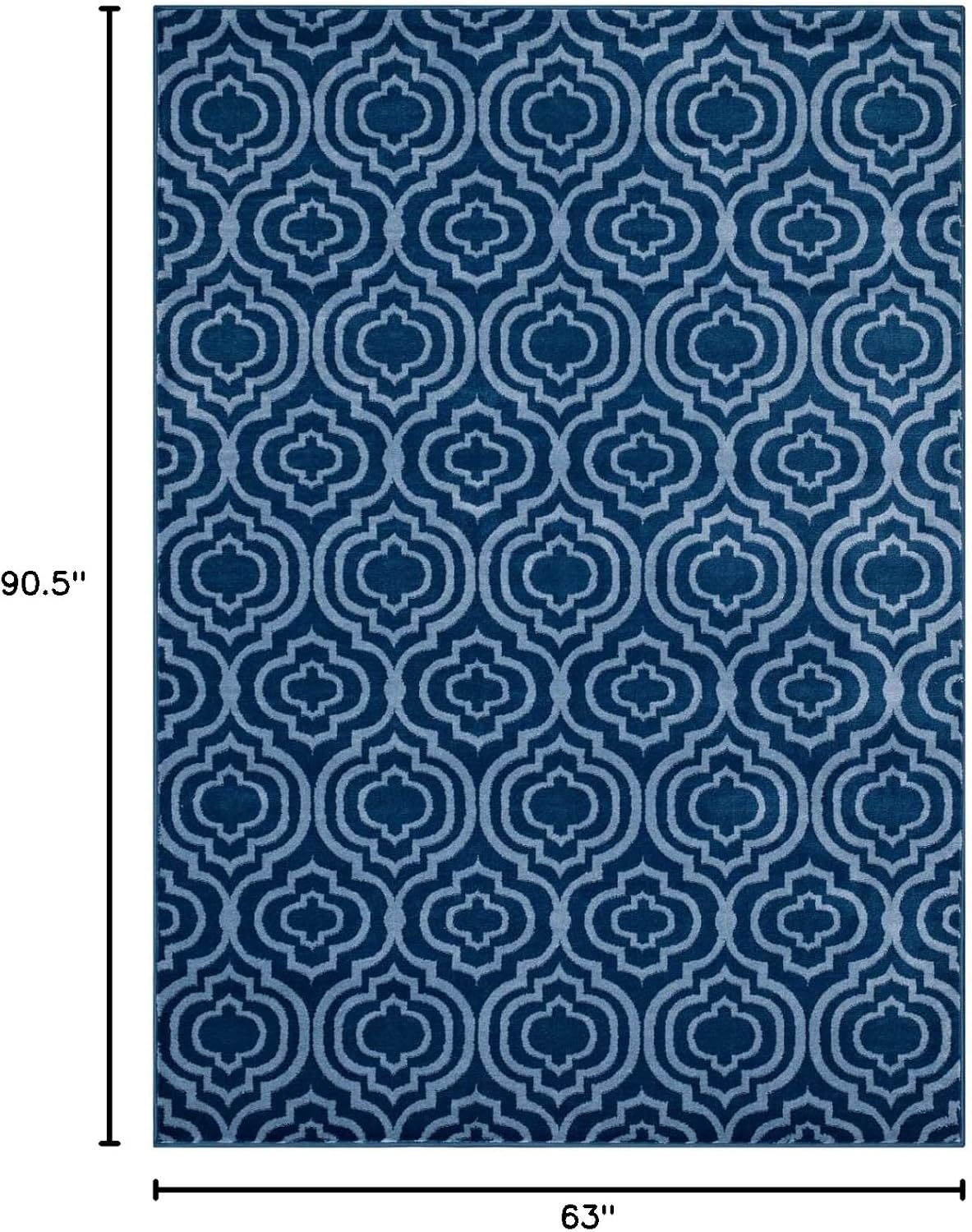 Modway Frame Transitional Moroccan Trellis 5x8 Area Rug in Moroccan Blue and Light Blue
