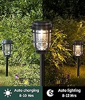 Vista 7 de Bright Solar Pathway Lights Outdoor, 8 Pack Waterproof IP65, Auto On/Off Solar Powered Garden Lights for Yard Lawn Walkway Landscape Pool Outside