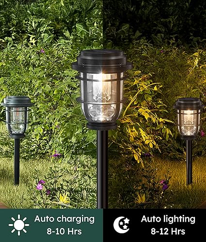 Miniatura 7 de Luces solares brillantes para caminos al aire libre, paquete de 8 unidades impermeables IP65, luces de jardín con energía solar de encendido y